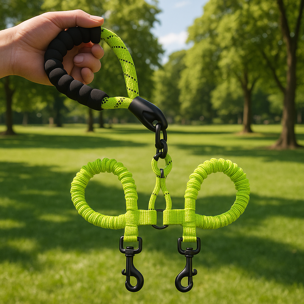 Laisse-double-extensible-vert-clair
