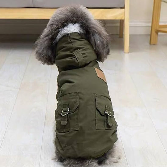 Manteau pour chien | Vêtement à capuche-vert dorsal
