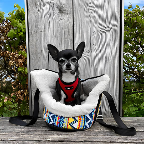 Sac-de-transport-pour-chien-bandouillere-colorée-frontal