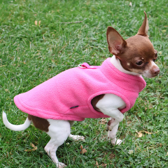 Manteau-chien-polar-rose