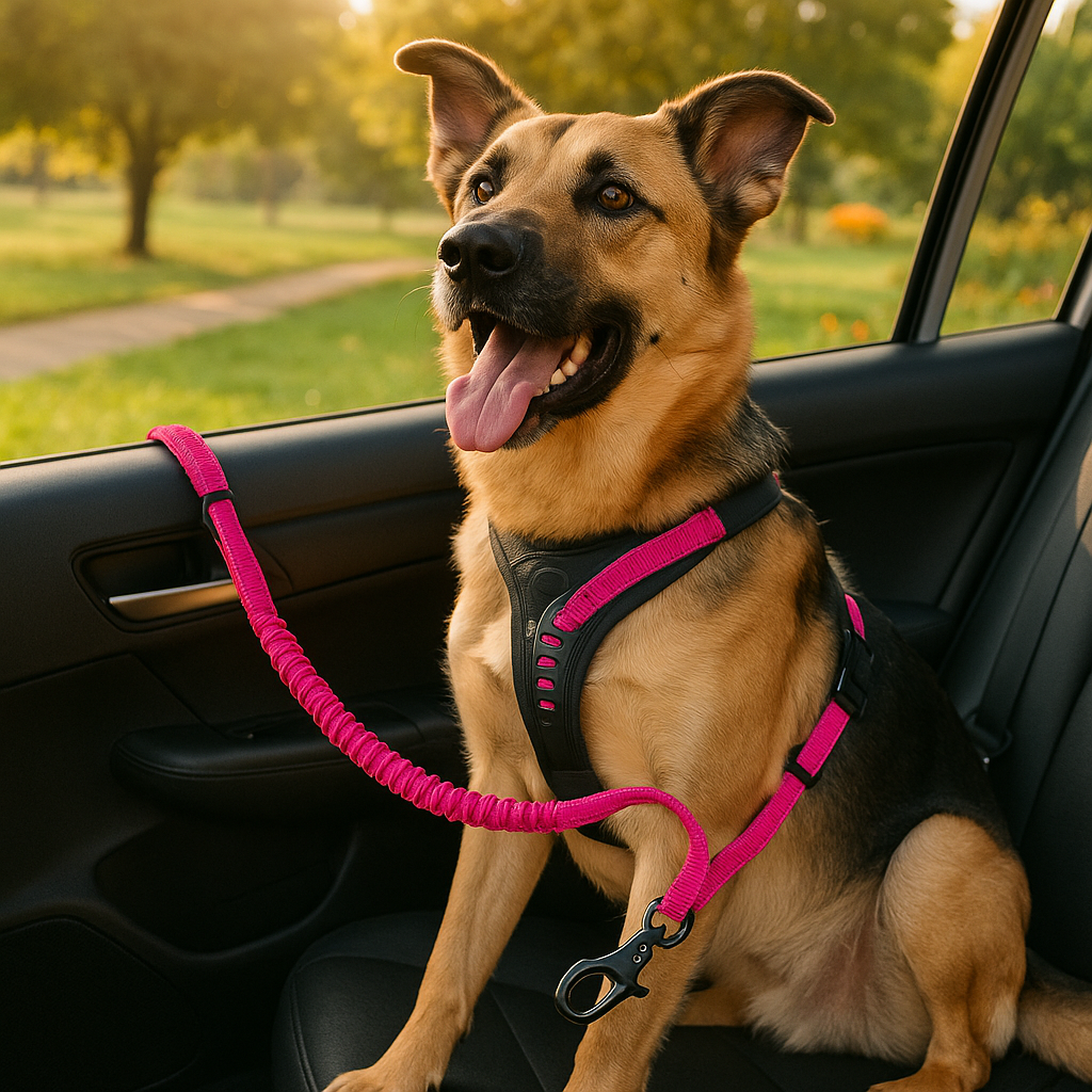 Laisse pour chien-Ceinture-de-sécurité-rose