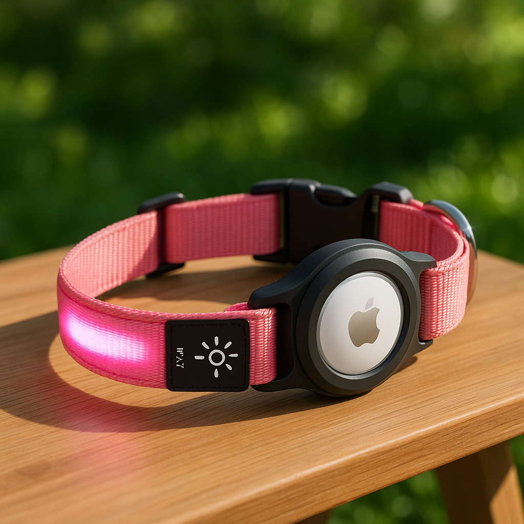 Collier-GPS-chien-Locatrack-rose